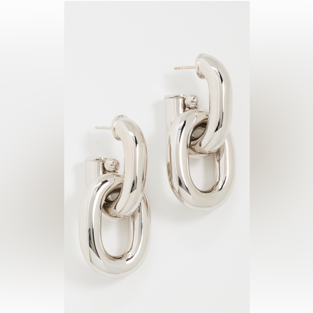 Paco Rabanne Polished Silver Xl Linked Hoop Earrings